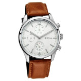 Titan Workwear Watch with White Dial & Leather Strap -1805SL04