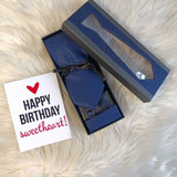 Birthday Gift Set with Dark Blue Tie & Greeting Card