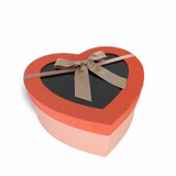 Orange Heart Shaped Transparent Cover Box With Bow - Large