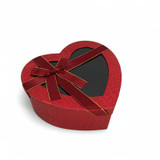 Red Heart Shaped Transparent Cover Box With Bow - Large Giftmandu