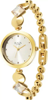 Titan Raga Joy Quartz Analog Pearl Dial Golden Metal Strap Watch For Women