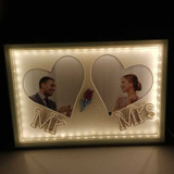 Mr & Mrs Heart-Shaped LED Photo Frame with Two Personalized Photos Giftmandu