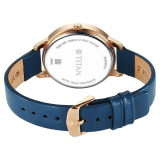 Titan Neo Quartz Analog Blue Dial Leather Strap Watch For Women- 2648WL08