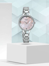 Titan Raga Showstopper Quartz Analog Pearl Dial Metal Strap Watch for Women -95275SM01