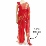 Gift Set for Her – Red Saree, Accessories and Personalized Wallet NKS-445 Giftmandu