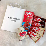 KitKat Delight Gift Set with Cute Teddy Keyring & Personalized Bag