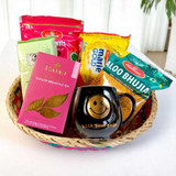 Snacks Gift Basket with Rakura Tea & Smiley Mug