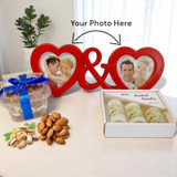 Heart Shaped Photo Frame with Dry Nuts & Scented Candle
