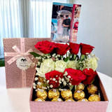 Elegant Rose And Chocolate Gift Box with Personalized Photo Card