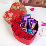 Romantic Red Heart Box of Roses & Chocolates