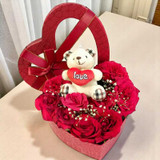 Red Roses with Teddy Keyring Gift Box