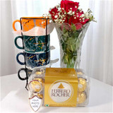 Elegant Rose Vase, Mug Set, Chocolates And Keyring Set