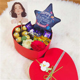 Elegant Birthday Gift Box with Roses, Chocolates, Necklace And Balloon