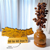 Personalized Wooden Nepal Map And Rudraksha Vase