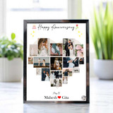 Personalized 17 Photo Collage Crystal Frame with Name & Date