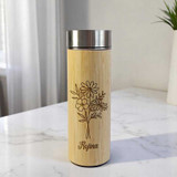 Floral Design Bamboo Bottle-450ml with Name Engraved