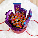 Red Round Gift Box with Cadbury Chocolates & Lollipops
