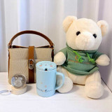 Elegant Birthday Set With Handbag, Teddy, Kitty Mug And LED Lamp
