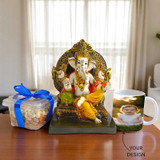 Elegant Gift Set with Ganesha Idol, Dry Fruits And Custom Mug
