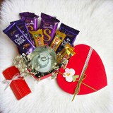 Chocolate Delight Gift Box with Candle & Decorative Showpiece for Her