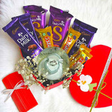 Chocolate Delight Gift Box with Candle & Decorative Showpiece for Her