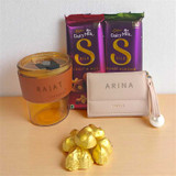 Gift Hamper with Name Wallet, Glass Sipper And Chocolates