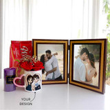 Sweet Gift Set with Roses, Candle, Mug & And Custom Photo Frame