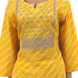 Cotton Kurta With Suruwal (Set of 2) - Light Yellow KRST27