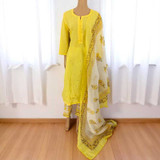 Light Yellow Cotton Kurta & Shawl Set (3 Pieces) KRST38