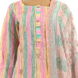 Cotton Kurta Suit With Shawl (Set of 3) - Multi Color KRST22-DO