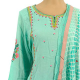 Cotton Kurta Set With Shawl (Set OF 3) - Sea Green KRST52-LA