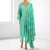 Cotton Kurta Set With Shawl (Set OF 3) - Sea Green KRST52-LA