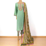 Cotton Kurta Set With Shawl (Set OF 3) - Light Green KRST55-EX