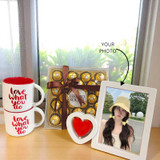 Love Gift Set with Chocolates, Twin Mug Set And Frame NKS-879