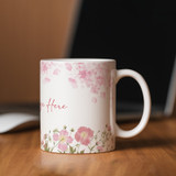 Personalized Message on Floral Design White Ceramic Mug