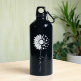 Flower Design Printed Black Aluminium Bottle AR-33
