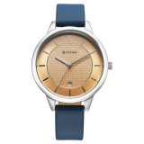 Titan Neo Workwear Quartz Analog Peach Dial Leather Strap Watch For Women 2617SL08