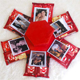 Chocolate Explosion Box with Personalized Photos & Roses JNK-3940