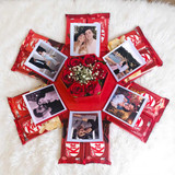 Chocolate Explosion Box with Personalized Photos & Roses JNK-3940