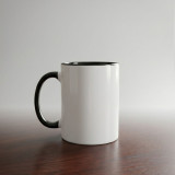 Personalized White Ceramic Mug with Black Handle
