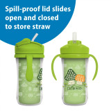 Dr.Brown's 10 oz/300 mL Insulated Straw Cup w/ Handles, Green Mushrooms (12m+), 1-Pack TC01203- INTL