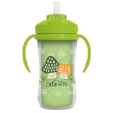 Dr.Brown's 10 oz/300 mL Insulated Straw Cup w/ Handles, Green Mushrooms (12m+), 1-Pack TC01203- INTL