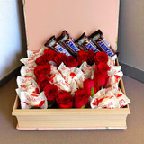 Romantic Gift Box with Roses, Raffaello And Snickers NKS-938