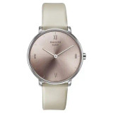 Sonata Sleek Quartz Analog Pink Dial Beige Leather Strap Watch for Women 8191SL01
