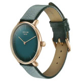Sonata Sleek Quartz Analog Green Dial Green Leather Strap Watch for Women 8191WL01