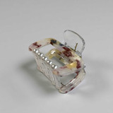 Yellow Printed Hair Clip with Half Pearl Design HC-250