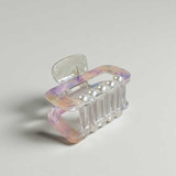 Purple and Pink Printed Hair Clip with Half Pearl Design HC-252