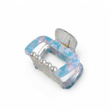 Elegant Blue Claw Hair Clip with Half Pearl Accent HC-253