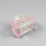 Light Pink Printed Hair Clip with Pearl Accent HC-254