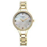 Titan Raga Showstopper Quartz Analog Mother Of Pearl Round Dial Golden Metal Strap Watch For Women 95275YM01